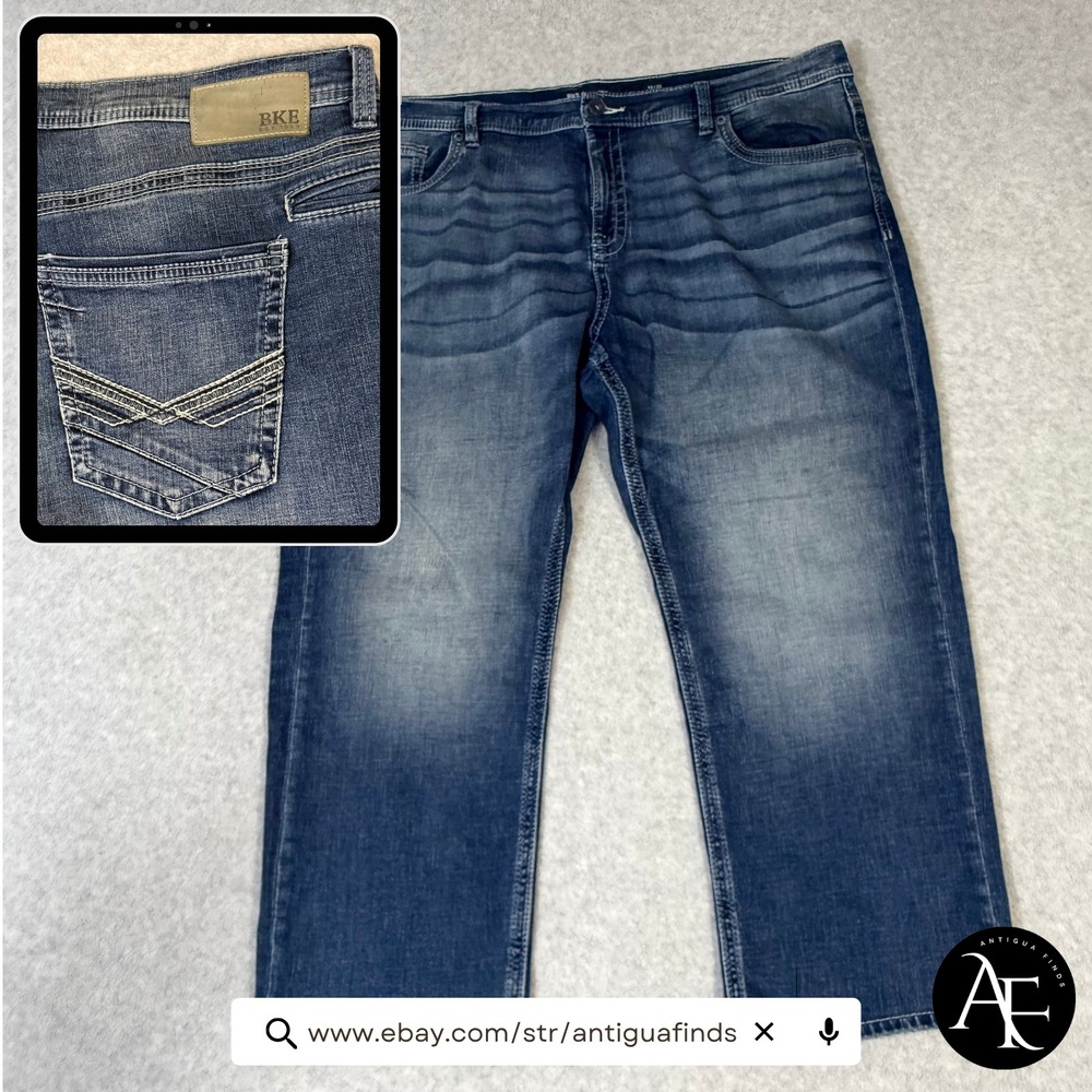 BKE Seth Straight Leg Jeans Mens 42x32 Medium Wash Stretch Blue Denim